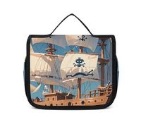 VFKLT Trousse de toilette à suspendre sur le thème nautique de pirate - Trousse de maquillage de voyage étanche pour homme et femme - Blanc - 22,6 x 7,1 x 18,5 cm, blanc, 8.9 x 2.8 x 7.3 inch, Trousse