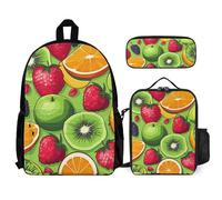 VFKLT Various Fruits Sac à dos avec boîte à déjeuner et trousse à crayons Ensemble de 3 pièces Sac de voyage décontracté Sac à dos pour ordinateur portable Blanc Taille unique Sacs à dos de voyage,