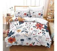 VFKLZCNYR 3 Pièces Parure De Lit 3D Fleurs Motif Housse De Couette avec Fermeture Éclair, Microfibre, Taies D'oreillers pour Adultes Et Ado Enfants King（220x240cm）