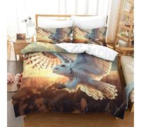 VFKLZCNYR 3D, Imprimé La Chouette Blanche Literie en Microfibre Super Douce Et Respirante Housses De Couettes 3 Pièces avec Taies d'oreiller Double（200x200cm）