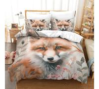VFKLZCNYR 3D, Imprimé Le Renard de la Jungle Ensemble De Literie avec Microfibre Super Douce Et Respirante Housses De Couettes 3 Pièces avec Taies d'oreiller King（220x240cm）