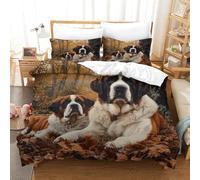 VFKLZCNYR 3D, Imprimé St. Bernard Parure De Lit Microfibre Super Douce Et Respirante Housses De Couettes 3 Pièces avec Taies d'oreiller Double（200x200cm）