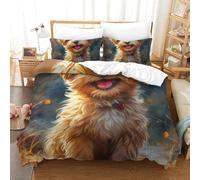 VFKLZCNYR 3D, Imprimé Yorkshire Terrier Literie en Microfibre Super Douce Et Respirante Sets De Housses De Couettes 3 Pièces Et Taie d'oreiller Double（200x200cm）