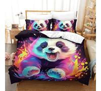VFKLZCNYR 3D Parure De Lit pour Enfants Adultes 3 Pièces,Microfibre Couette d'oreiller Et Fermeture Éclair Panda King（220x240cm）