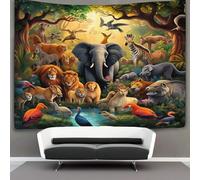 VFKLZCNYR Animaux de la jungle 3D Effet Tapisserie Art Mural Tapisserie Murales DécoSourision Murale En Tissu Pour Chambre Salon Collège Dortoir Tapisserie 180cmx230cm