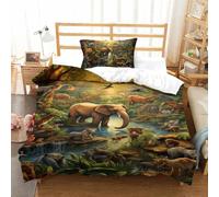 VFKLZCNYR Animaux de la Jungle Housse De Couette Parure De Lit 2 Pièces Impression 3D avec Taie d'oreiller Et Fermeture Éclair,Couette en Microfibre pour Adultes Enfants Single（135x200cm）