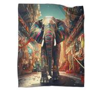 VFKLZCNYR Elephant Imprimée 3D Couverture Polaire Ultra Douce Flanelle Peluche Couverture pour Couvre - Lit pour Canapé Enfant Adultes 70x80inch(180x200cm)