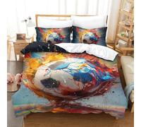 VFKLZCNYR Football 3 Pièces Parure De Lit Microfibre Motif 3D Housse De Couette avec Fermeture Éclair Et Taies d'oreiller pour Adultes Et Enfants Single（140x200cm）