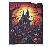 VFKLZCNYR Halloween Ancient Castle Couvertures Sherpa Blanket,Flanelle Couverture Polaire Imprimée en 3D, Couverture en Peluche pour Chambre Canapé Voyage 80x90inch(200x230cm)