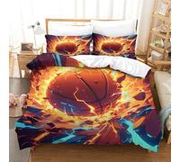 VFKLZCNYR Imprimé 3D Basketball Parure De Lit Microfibre Super Douce Et Respirante Housse De Couette 3 Pièces Et Taie d'oreiller Single（140x200cm）