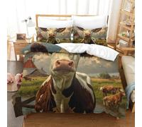 VFKLZCNYR Imprimé 3D Jolie Petite Vache Ensemble De Literie avec Microfibre Super Douce Et Respirante Housses De Couettes 3 Pièces Et Taie d'oreiller King（220x240cm）