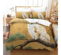 VFKLZCNYR Imprimé 3D La Chouette Blanche Ensemble De Literie avec Microfibre Super Douce Et Respirante Sets De Housses De Couettes 3 Pièces Et Taie d'oreiller Double（200x200cm）