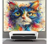 VFKLZCNYR Le chat 3D Effet Tapisserie Art Mural Tapisserie Murales DécoSourision Murale En Tissu Pour Chambre Salon Collège Dortoir Tenture Murale 180cmx230cm