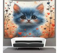 VFKLZCNYR Le chat mignon 3D Effet Tapisserie Art Mural Tapisserie Murales DécoSourision Murale En Tissu Pour Chambre Salon Collège Dortoir Tenture Murale 150cmx200cm