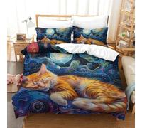 VFKLZCNYR Le Chaton Impression 3D Housse De Couette DécoSourisif Housse Couette Douce 3 Pièces avec Fermeture Éclair Literie pour Aux Enfants Filles Adolescents King（220x240cm）
