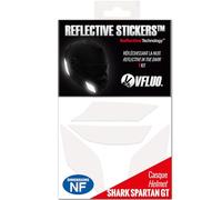 VFLUO - Gamme Stickers Noirs Rétro Réfléchissants - Bandes Casque Moto Shark Spartan GT - Homologation FR - Technologie 3M™ - Haute Visibilité - Discret & Design - Adhérence maximale - Blanc