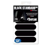 VFLUO - Kit 4 Bandes Stickers Noirs Rétro Réfléchissants pour Casque Moto - Autocollants Homologués Dimensions FR - Haute Visibilité, Technologie 3M™ - Discret et Design - Adhérence maximale
