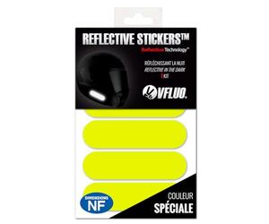 VFLUO - Kit 4 Bandes Stickers Rétro Réfléchissants Casque Moto - Autocollants Homologués Dimensions FR - Haute Visibilité, Technologie 3M™ - Couleurs et Design - Adhérence maximale