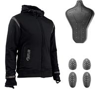VFLUO - Veste Moto Homme/Femme Renforcée 100% Kevlar, Protections Homologuées, Réfléchissants 3M™ - Agréable & Léger - Haute Visibilité 360° - Coques SAS-TEC™, Ultra Souple & Anti Chocs - Noir
