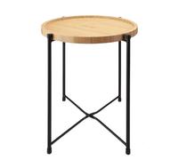 VFM e-Store - Table pliante en bambou - Table d'appoint ronde solide avec virols antidérapants solides, pour l'extérieur, le camping, la randonnée, les vacances, les festivals, les voyages - Bambou 30