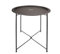 VFM e-Store - Table pliante - Table d'appoint ronde avec cadre solide pour l'extérieur, le camping, la randonnée, les vacances, les festivals, les voyages - Noir 46 x 52 cm