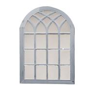VFM - Miroir de jardin arqué pour jardin vieilli pour mur intérieur et extérieur, miroir à panneaux durable et élégant - 50,5 cm x 78,5 cm x 3 cm - Gris
