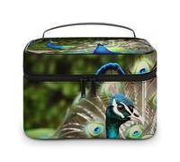 VFMKT Belle trousse de maquillage portable de voyage avec fermeture éclair pour femmes et femmes, beau paon, 25 x 18 x 15 cm, Beau paon., 25x18x15cm