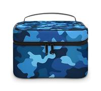 VFMKT Blue Parttern Trousse de maquillage portable de voyage avec fermeture éclair pour femme Bleu 25 x 18 x 15 cm, Blue Parttern, 25x18x15cm