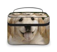 VFMKT Golden Retriever Trousse de maquillage portable avec fermeture éclair pour femme Motif chiots Golden Retriever 25 x 18 x 15 cm, Chiots Golden Retriever, 25x18x15cm