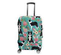 VFMKT Housse de bagage de voyage Border Collie Florals - Élastique - Lavable - Anti-poussière - Anti-rayures - Convient aux bagages de 48 à 81 cm, Style :, XL