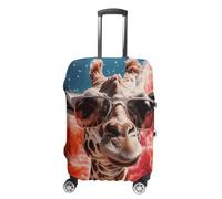 VFMKT Housse de bagage de voyage élastique lavable anti-poussière anti-rayures pour bagages de 48,3 à 81,3 cm, motif girafe portant des lunettes de soleil, Style :, M