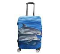VFMKT Housse de bagage de voyage en famille de dauphins, élastique, lavable, anti-poussière, anti-rayures, convient aux bagages de 48,3 à 81,3 cm, Style :, S