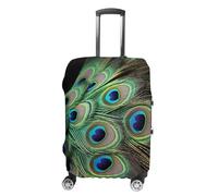 VFMKT Housse de bagage de voyage en plumes de paon vertes, élastique, lavable, anti-poussière, anti-rayures, convient aux bagages de 48 à 81 cm, Style :, S