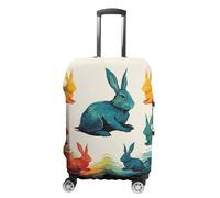 VFMKT Housse de bagage de voyage motif lapin arc-en-ciel, élastique, lavable, anti-poussière, anti-rayures, convient aux bagages de 48 à 81 cm, Style :, S