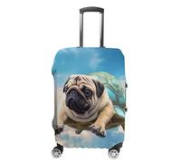 VFMKT Housse de bagage en forme de chien carlin tortue drôle dans le voyage, housse de valise élastique lavable, anti-poussière et anti-rayures, convient aux bagages de 48,3 à 81,3 cm, Style :, M