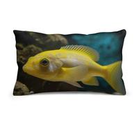 VFMKT Housse de coussin décorative douce de 20,3 x 30,5 cm, pour canapé, lit, taille Queen size standard, motif poisson jaune