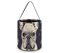 VFMKT I Love Sac à bonbons réutilisable avec poignées pour Halloween Motif bouledogue français Taille unique