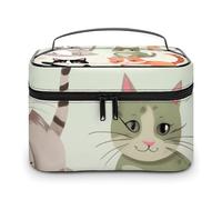VFMKT Jolie trousse de maquillage portable de voyage avec fermeture éclair pour femme - Motif chats mignons - 25 x 18 x 15 cm, Adorable chat de dessin animé, 25x18x15cm