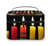 VFMKT Kwanzaa Trousse de maquillage portable de voyage avec fermeture éclair pour femme et femme, bougies Kwanzaa, 25 x 18 x 15 cm, Bougies Kwanzaa, 25x18x15cm
