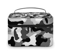 VFMKT Parttern Trousse de maquillage portable de voyage avec fermeture éclair pour femme Noir Gris Blanc 25 x 18 x 15 cm, Noir Gris Blanc Parttern, 25x18x15cm