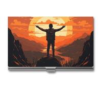 VFMKT Porte-cartes de visite fin en métal - Portable - Porte-cartes de visite - Bras ouverts - Pour homme et femme - Pour le bureau et les voyages