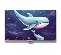 VFMKT Porte-cartes de visite fin en métal - Portable - Porte-cartes de visite - Portefeuille baleine - Pour homme et femme - Style de voyage - Taille unique, Style :, Taille unique