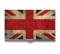 VFMKT Porte-cartes de visite fin en métal portable pour cartes de visite avec drapeau britannique pour homme et femme, style voyage, taille unique, Style :, Taille unique