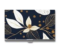 VFMKT Porte-cartes de visite fin en métal portable pour cartes de visite avec feuilles et baies - Pour homme et femme - Style de voyage - Taille unique, Style :, Taille unique