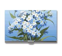 VFMKT Porte-cartes de visite fin en métal portable pour cartes de visite avec inscription « Do Not Forget Me » - Portefeuille pour homme et femme - Style de voyage - Taille unique, Style :, Taille
