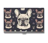 VFMKT Porte-cartes de visite fin en métal portable pour cartes de visite avec inscription « I Love French Bulldog » pour homme et femme, Style :, Taille unique
