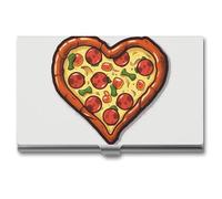 VFMKT Porte-cartes de visite fin en métal portable pour cartes de visite avec inscription « I Love Pizza Heart » - Portefeuille pour homme et femme, Style :, Taille unique