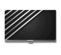 VFMKT Porte-cartes de visite fin en métal portable pour cartes de visite avec lignes simples pour homme et femme, Style :, Taille unique