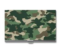 VFMKT Porte-cartes de visite fin en métal - Portable - Pour cartes de visite - Camouflage vert - Pour homme et femme - Style de voyage - Taille unique, Style :, Taille unique
