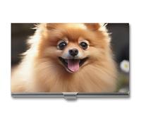 VFMKT Porte-cartes de visite fin en métal portable pour cartes de visite et nom de chien de Poméranie pour homme et femme, Style :, Taille unique